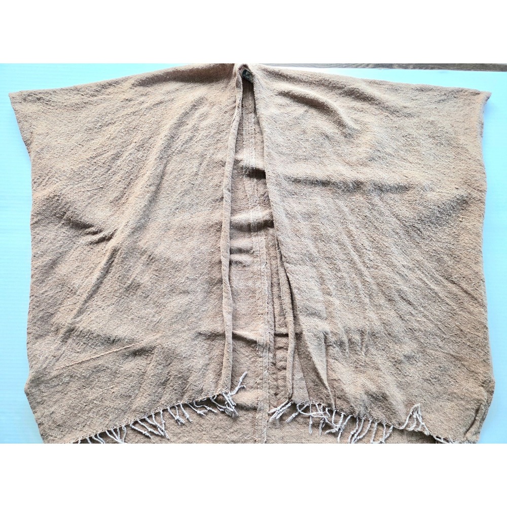 Jaded Coyote Brown Burlap Fringed Boho Shawl One Size Boho